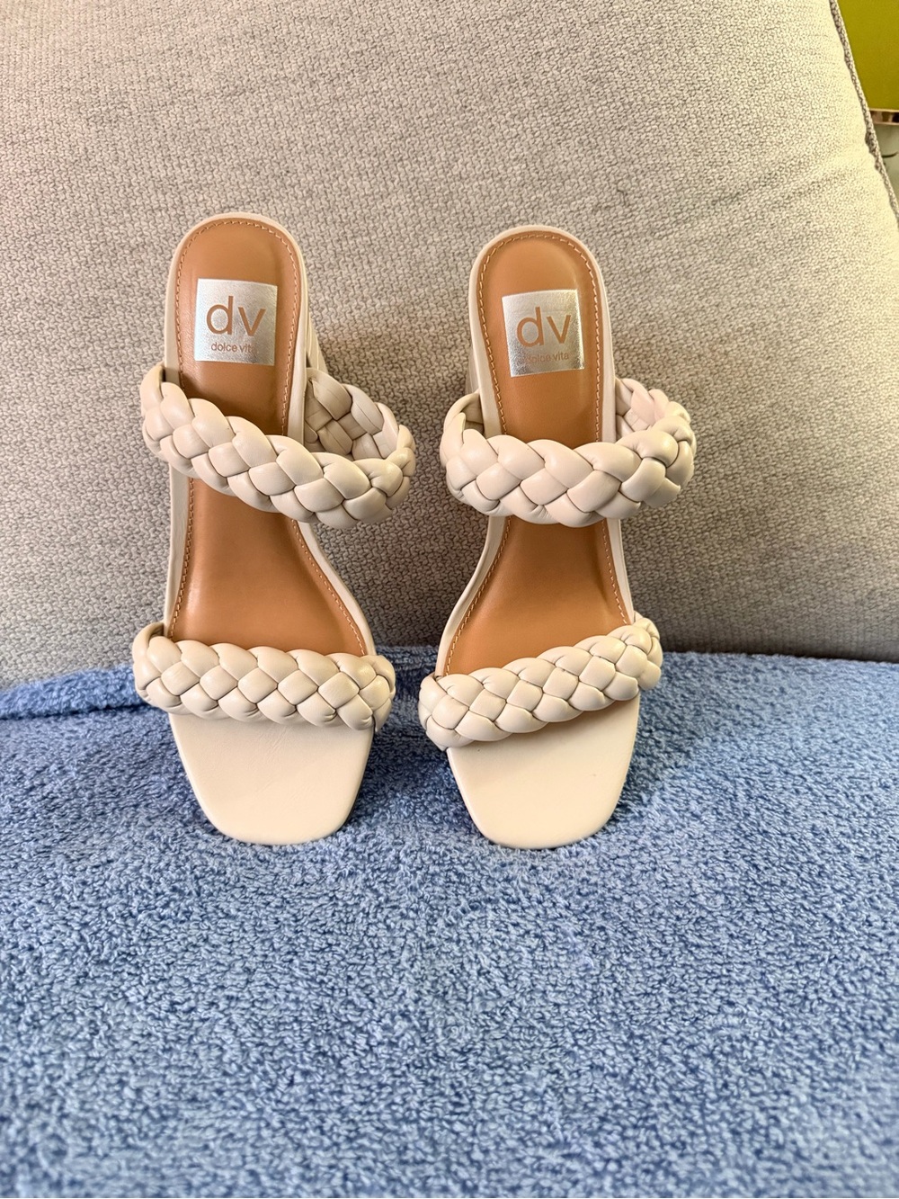DV by Dolce Vita Ivory Braided Double-Strap Slide Heels